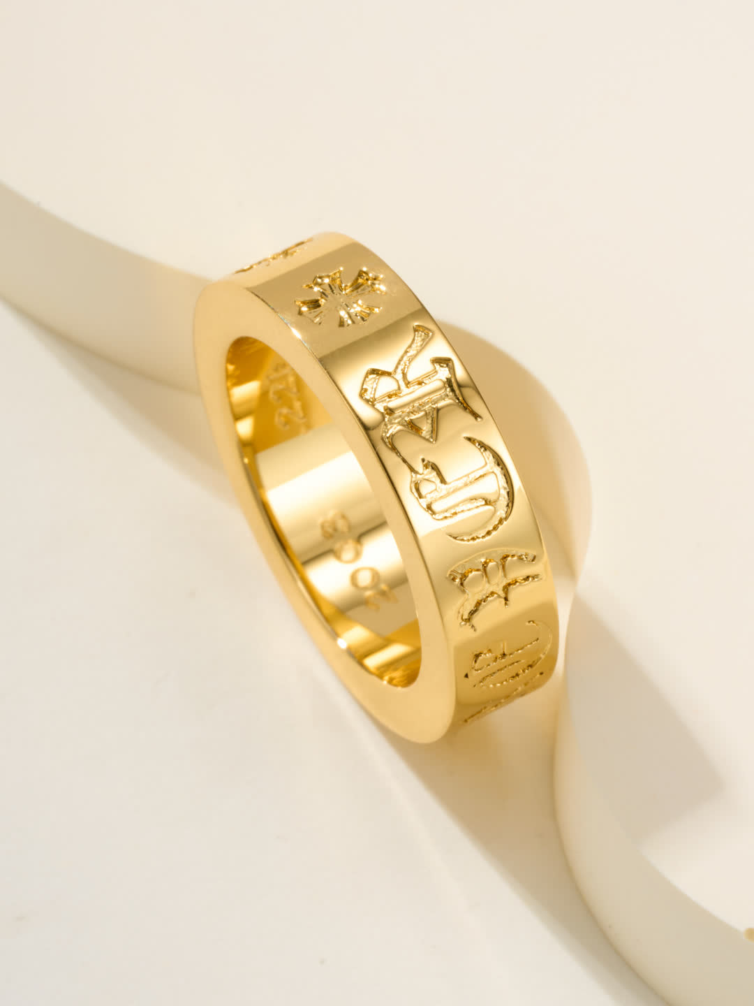 Chrome Hearts Gold Ring with Engraved Design